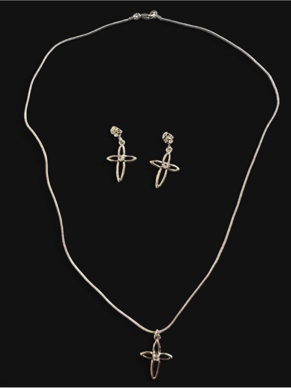 Cross necklace and earring set